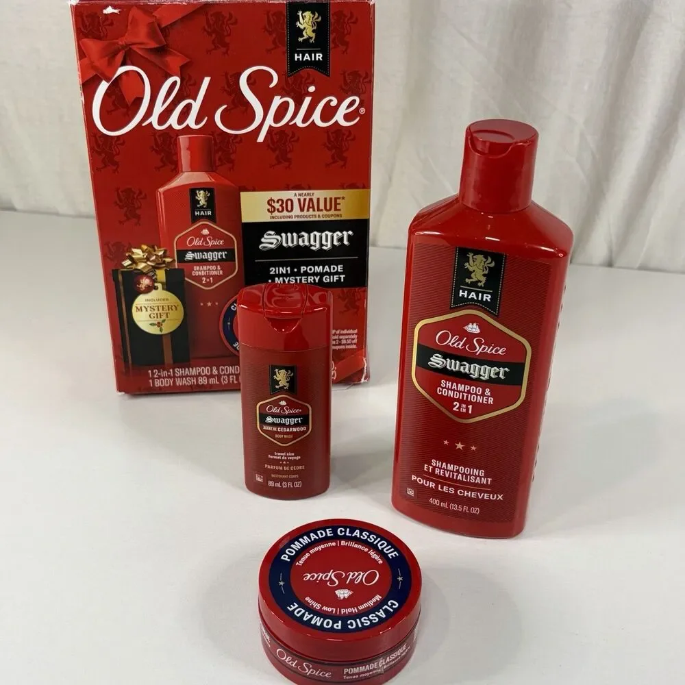 Old Spice Swagger Holiday Pack Gift Set - 2in1 Shampoo, Pomade & Body Wash